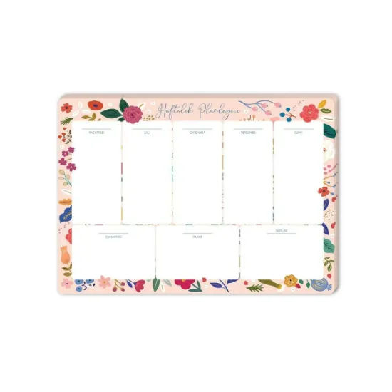 Keskin Color Haftalık Planner Blok Pembe Çiçek 17x24 resmi
