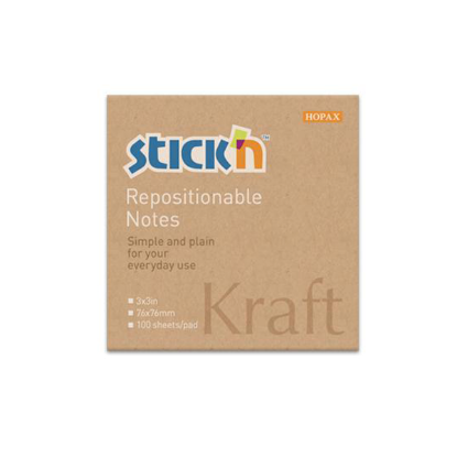 Hopax Stıckn Yapışkanlı Not Kağıdı Kraft 100 YP 76x76 21639 (12 Adet) resmi