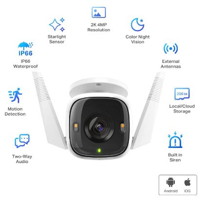 TP-Link Tapo C320WS 2K Gece Görüşlü 256GB Micro SD Destekli Wi-Fi Kamera resmi