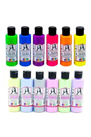 Mona Lisa Akrilik 12 Renk x 22 ML Neon/Pastel resmi