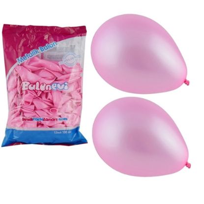 Balonevi Balon Metalik Pembe 100 Lü resmi