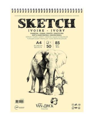 Van Dyck Skecth Çizim Blok A4 85 Gr 50 YP Doku Üst Spral resmi