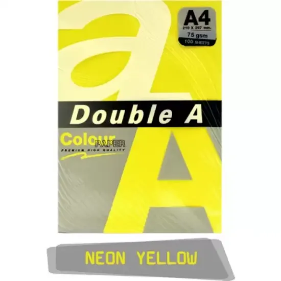 Double A Renkli Kağıt 100 LÜ A4 75 GR Fosforlu Sarı resmi