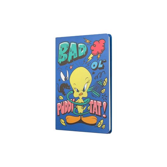 Mabbels Sert Kapak Butik Defter Tweety Bad Puddy Tat Mavi 80 YP 15x21 DFT-388128 resmi