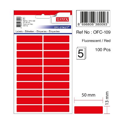 Tanex Ofis Etiketi Fosforlu Kırmızı Ofc-109 (10 Adet) resmi