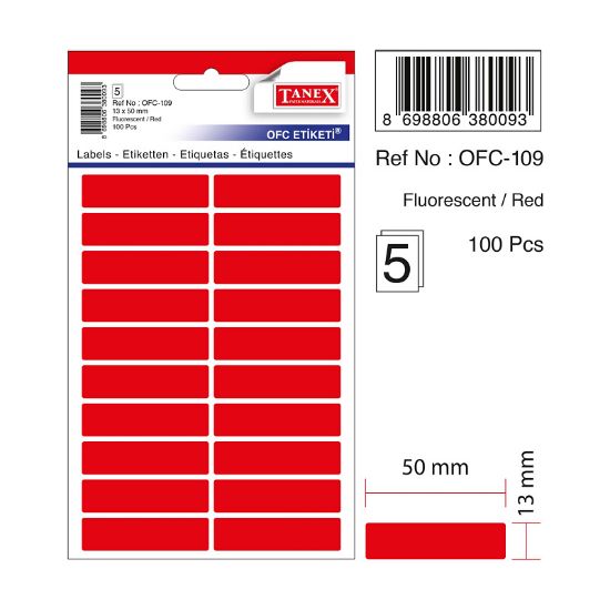 Tanex Ofis Etiketi Fosforlu Kırmızı Ofc-109 (10 Adet) resmi