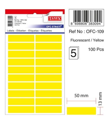 Tanex Ofis Etiketi Fosforlu Sarı Ofc-109 (10 Adet) resmi