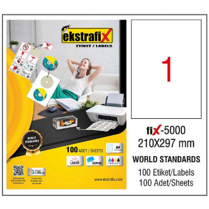 Ekstrafix Laser Etiket 100 YP 210x297 Laser-Copy-Inkjet FİX-5000 resmi