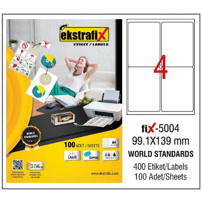 Ekstrafix Laser Etiket 100 YP 99.1x139 Laser-Copy-Inkjet FİX-5004 resmi