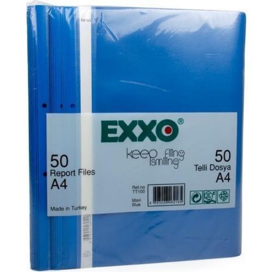 Exxo Telli Dosya Plastik A4 Mavi TT100 (50 Adet) resmi