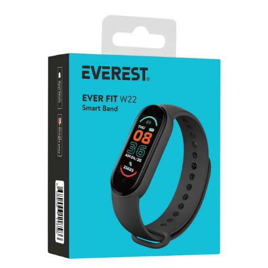 Everest EVER FIT W22 Android/IOS Smart Watch 110mAh Kalp Atışı Sensörlü Siyah Akıllı Bileklik & Saat resmi
