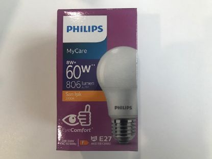 Philips Ledbulb 8w/60w 2700k 806Lumen Led Sarı Işık E27 resmi