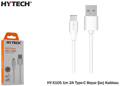 Hytech HY-X105 1m 2A Type-C Beyaz Şarj Kablosu resmi