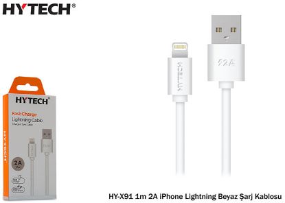Hytech HY-X91 1m 2A iPhone Lightning Beyaz Şarj Kablosu resmi
