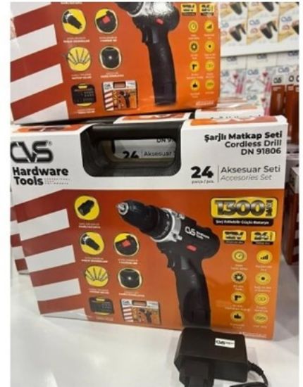 CVS DN 91806 12V Akülü Matkap Seti 24 Parça Aksesuar Seti 1300Mah resmi
