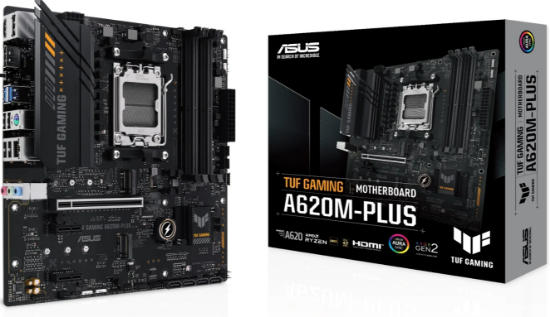 Asus TUF GAMING A620M-PLUS 6400mhz(OC) RGB M.2 AM5 mATX DDR5 Anakart resmi