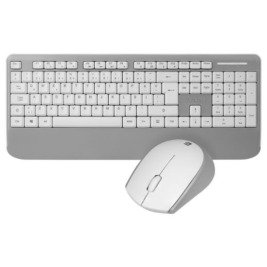 Everest KM-6176 OFFICAL Beyaz/Gri Kablosuz Combo Q Multimedia Klavye + Mouse Set resmi