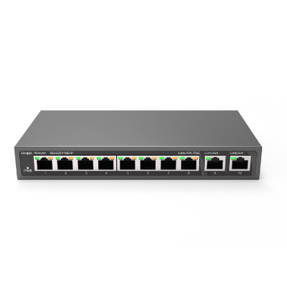 Ruijie-Reyee RG-ES110D-P 8 Port Poe+ 10/100 Mbps 2 Port 10/100/1000 Mbps Uplink Switch Çelik Kasa resmi