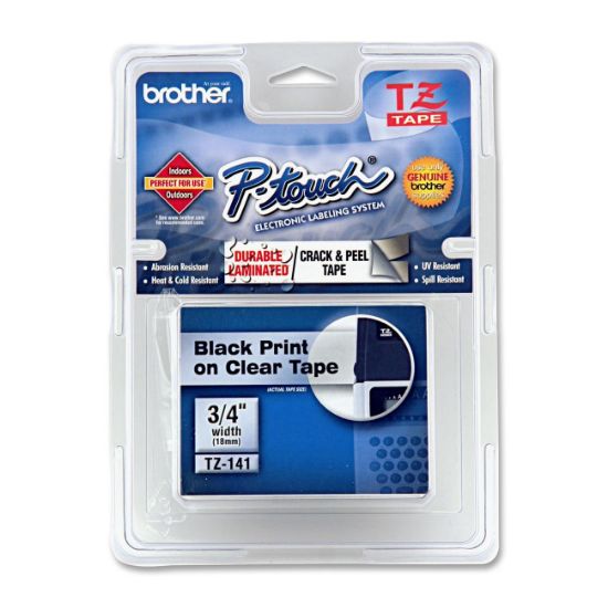 Brother TZE-141 18 mm Şeffaf Üzeri Siyah Laminasyonlu Etiket resmi