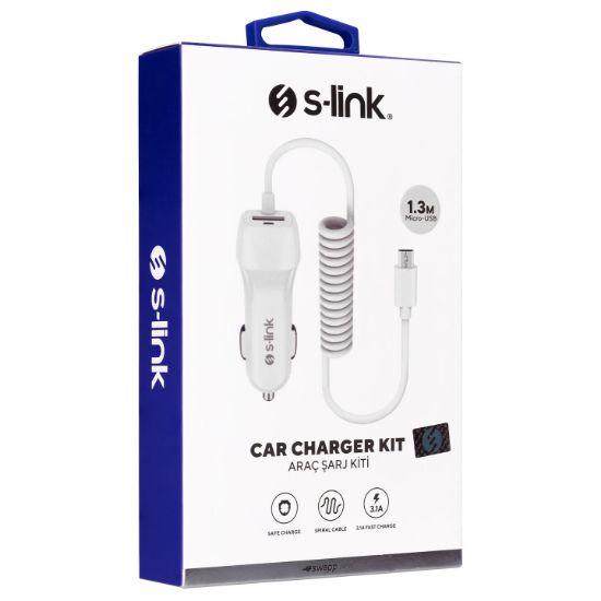 S-link Swapp SW-C535 1 Usb + Micro Usb 12/24V 3.1A Kablolu Araç Şarj Cihazı resmi