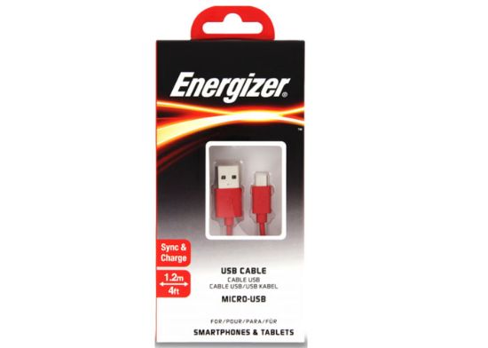 Energizer C12UBMCGRD4 1.2m Flat Micro Kırmızı Usb Kablosu resmi