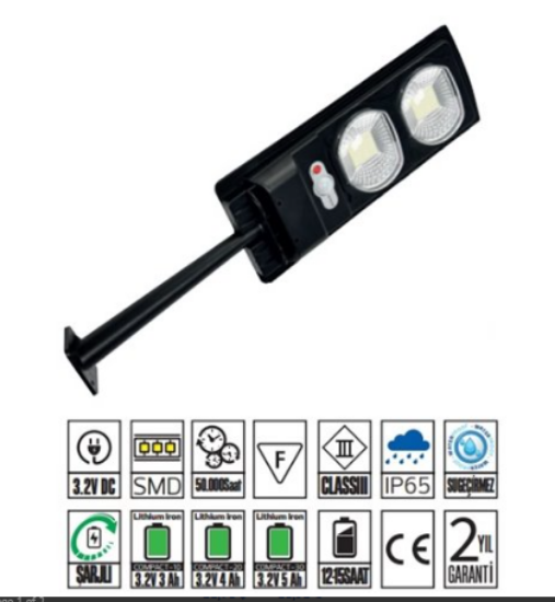 Horoz Compact 20w Led Solar Sokak Armatürü 230Lm 6400k SMD Led Beyaz Işık Su Geçirmez (12-15 saat)   resmi