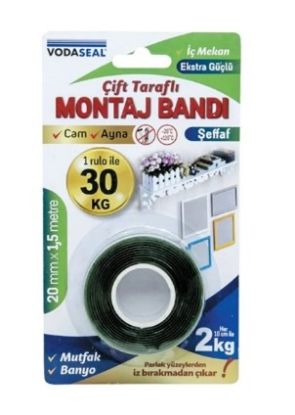 Vodaseal VHB İç Mekan Montaj Bandı 200mmX1,5mt Şeffaf  resmi