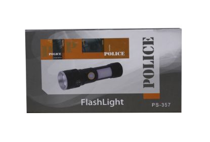 Polıce PS-357 Zoom, Yan Aydınlatma Işıklı,Magnetli ve Kırmızı-Mavi İkaz Işıklı,Şarjlı El Feneri resmi