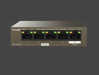 Tenda TEG1105PD 5 Port 4 Port Poe+ 1 Port Poe+ İN 10/100/1000 Switch Çelik Kasa Rack Mount resmi