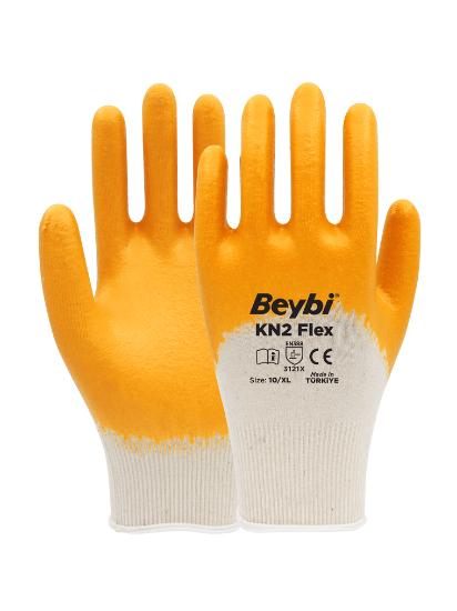 Beybi Nitril PMK KN2 Flex 10 Beden Nitril Kaplı Pamuk Eldiven (3121x)¾ Nitril Kaplıdır  resmi