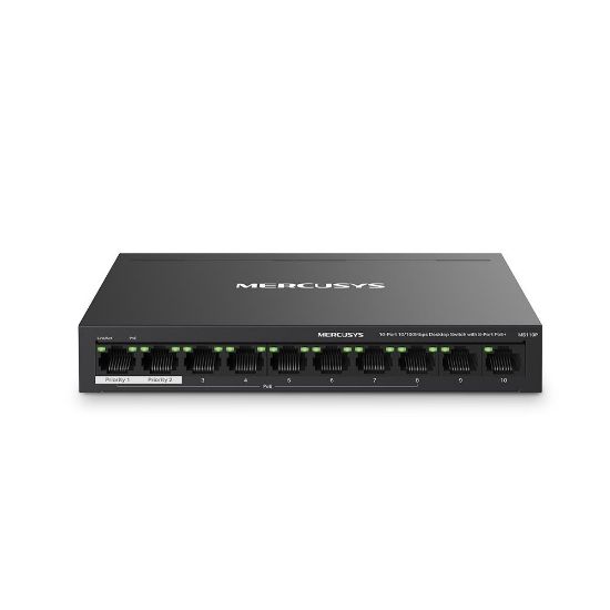 Tp-Link Mercusys MS110P 8 Port 10/100 Mbps Poe+ 2 Port 10/100 Switch Metal Kasa resmi