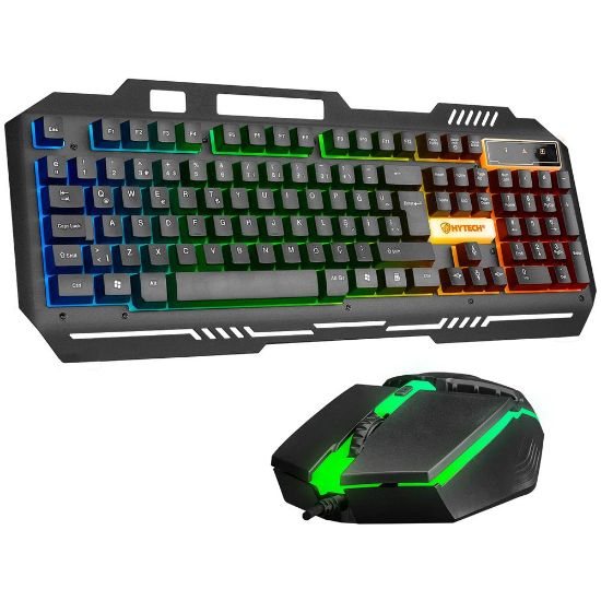 Hytech HKM-X86 QUIN Siyah Usb Gökkuşağı Zemin Aydınlatmalı Gaming Oyuncu Klavye + Mouse Set resmi