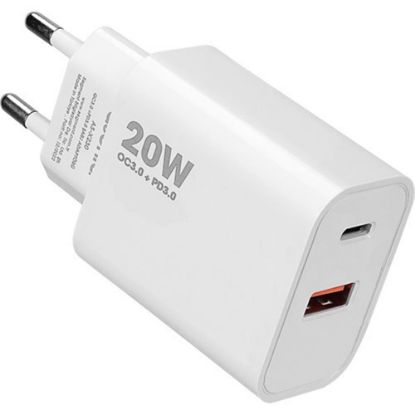 Asonic AS-X230 20W PD3.0/Quick Charge QC3.0 Type USB-C +USB A Hızlı Beyaz Ev Şarj Adaptör resmi