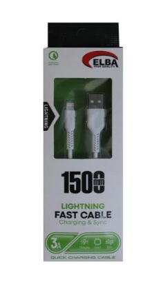 Elba Elb37-L1 1,5Mt  iPhone Lightning Beyaz 3A Hızlı Şarj Kablosu resmi