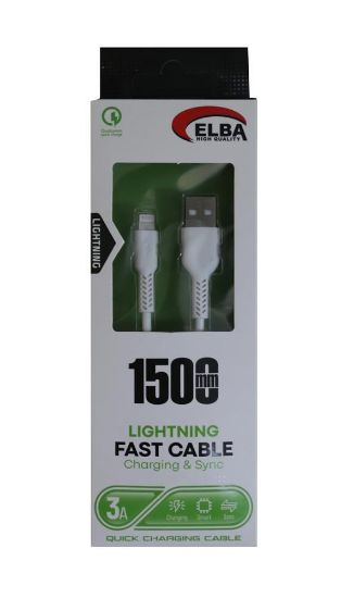 Elba Elb38-L1 1,5Mt  iPhone Lightning Beyaz 3A Hızlı Şarj Kablosu resmi