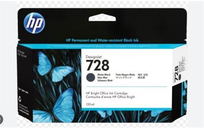 HP 728 Matte Black Mat Siyah 130ML Plotter Kartuşu 3WX25A resmi