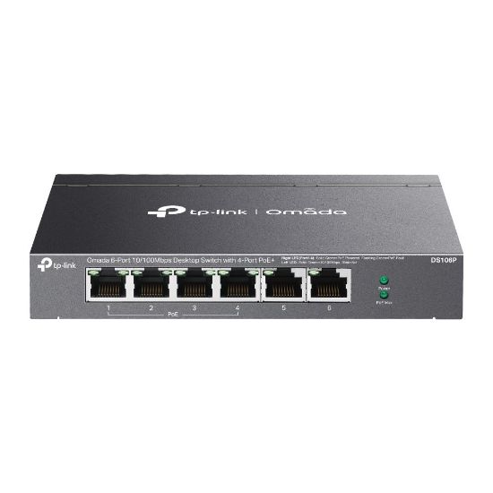 Omada Tp-Link DS106P 4 Port 10/100 Poe+ 2 Port 10/100 Mbps Uplink Switch Çelik Kasa Rack Mount resmi