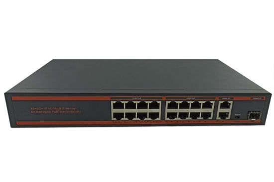 Nova NVC-HC1016FPGL 16 Port Poe+ 10/100 Mbps 2 Port 10/100/1000 Mbps Uplink Switch 165W resmi