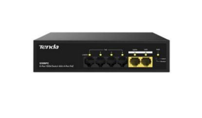 Tenda S106PC 6 Port 4 Port Poe+ 10/100 Mbps + 2 Port Uplink Switch Çelik Kasa Rack Mount resmi