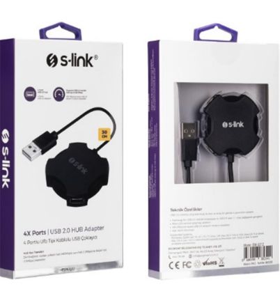 S-link Swapp SW-U212 Siyah Usb 2.0 4 Port Hub Kablolu Çevirici Adaptör resmi