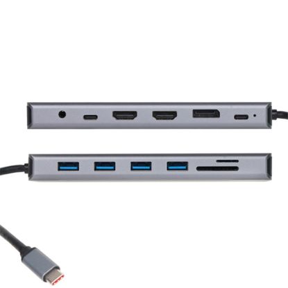 Vcom CU4706 Type-C To HDMI*2+DP+USB3.0*3+TYPE C+USB2.0+RJ45+SD2.0+TF2.0+PD+DC 3.5mm 13 in 1 Çevirici resmi