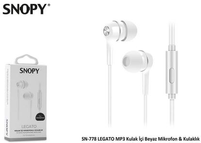 Snopy SN-778 Legato Beyaz Mp3 Kulak İçi Kulaklık  resmi