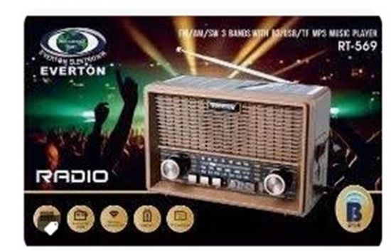 Everton Rt-569  Bluetooth Fm/Usb/Tf/Aux Güneş Enerjili Şarjlı Nostaljik Radyo resmi