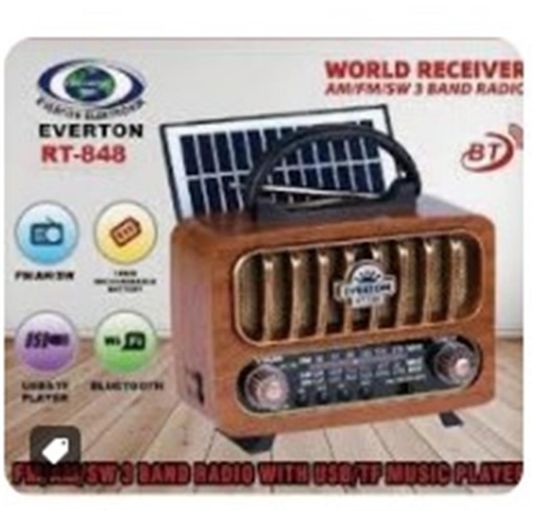 Everton Rt-848 Güneş Enerjili Panelli Bluetooth Fm/usb/Tf Card/Aux Nostaljik Radyo resmi