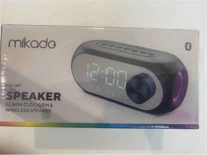 Mikado MD-W7 1200mAh 5W Siyah Bluetooth-Aux-Derece-Usb-FM Double Alarmlı Saat Speaker Speaker resmi