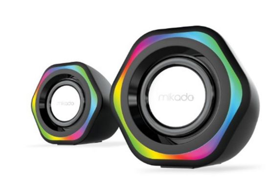 Mikado MD-176 2.0 3W*2 Siyah RGB Aydınlatmalı USB + 3.5mm USB 5V Speaker Hoparlör resmi