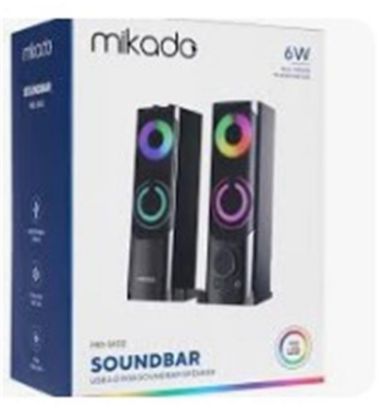 Mikado MD-S102 2.0 3Wx2CH RGB Ledli Siyah USB Soundbar Speaker Hoparlör resmi