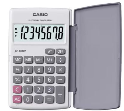 Casio LC-401LV-WE 8 Hane Beyaz Cep Tipi Hesap Makinesi resmi