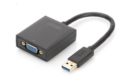 Digitus DA-70840 USB 3.0 <-> VGA Grafik AdaptörüGiriş: 1 x USB 3.0 USB-A  1 x VGA (HD15) resmi