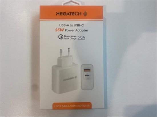 Megatech 25W2  Usb-A To Usb-C 3.0A 25W Ev Şarj Kafa Hızlı Şarj Akım Koruma  resmi